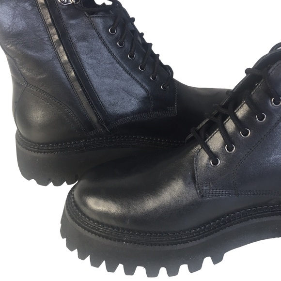 NWOB Free People Miller Black Leather Lace Up Combat Boots size 39/9 - Picture 4 of 10